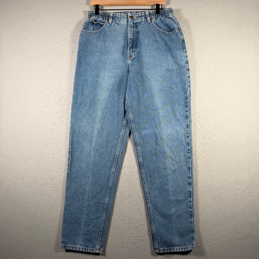 LL Bean Original Fit Relaxed Jeans Womens 12 Reg Medium Wash High Rise Straight